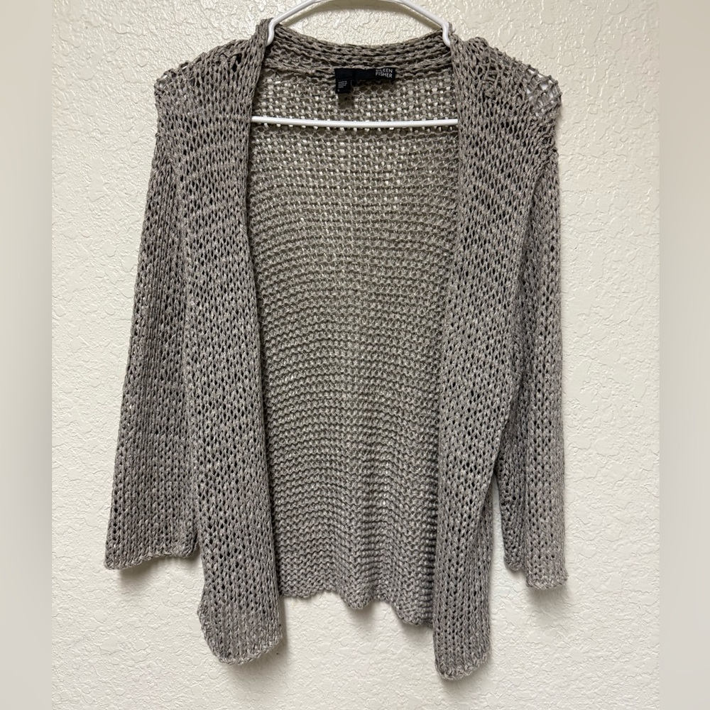 EILEEN FISHER Gray Open Knit Women's Sweater
